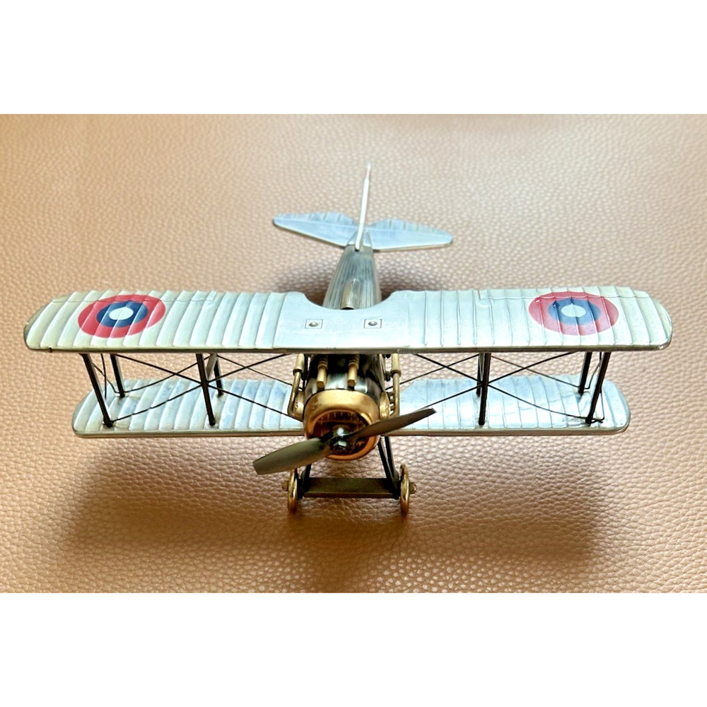 Vintage Japan Metal Die Cast Bi Wing Military Airplane
